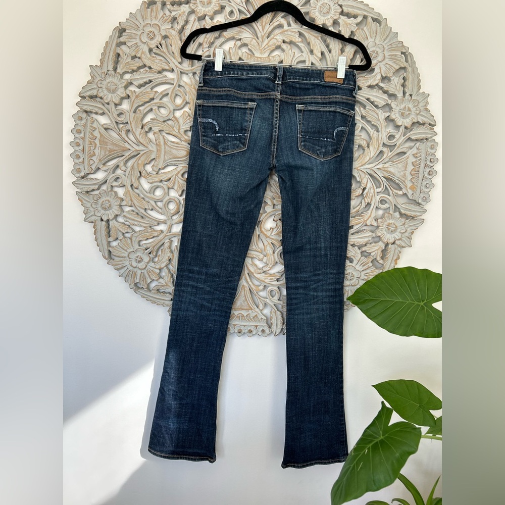 Vintage American Eagle Skinny Kick Low Rise Jeans/ Blue Sequin Pockets Size 2